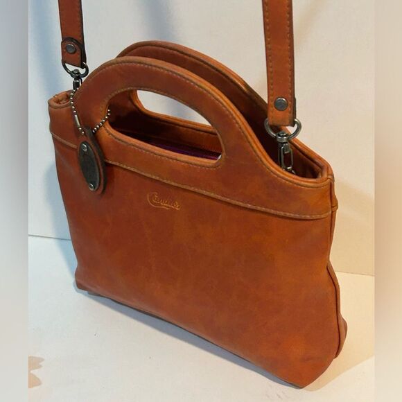 Vintage Y2K Candie’s Orange Faux Leather Crossbody Shoulder Bag Top Handle - Picture 7 of 12